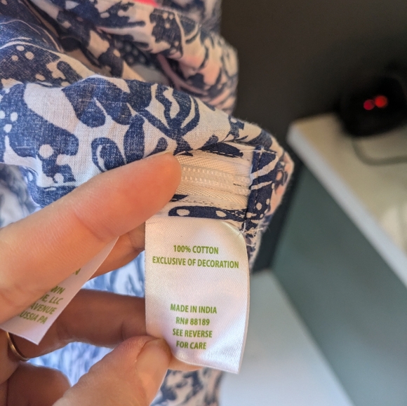 Lilly Pulitzer Ocean Cove Tunic Top, Oyster Bay Blue Krillin It | Size XL - Picture 4 of 6